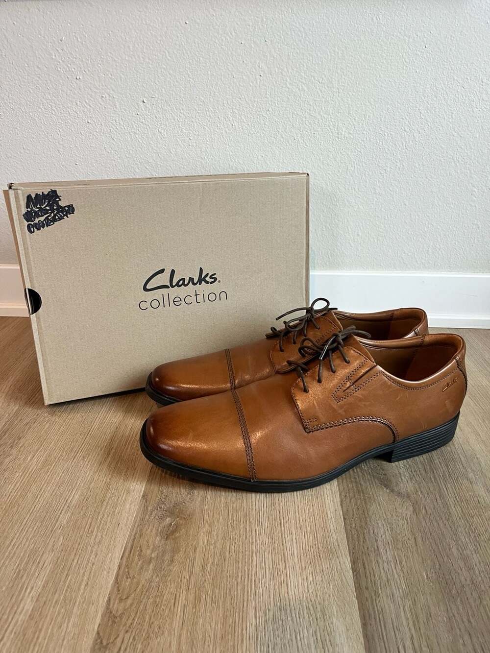 Clarks, Mens 13 Tilden Cap, Brown Leather Oxford Dress Shoes, Business, Comfort